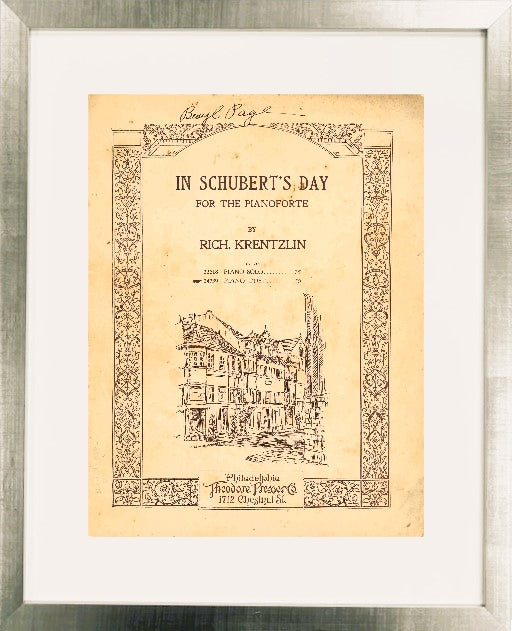 "In Schubert's Day" Framed Print, Available with a gold or silver frame.