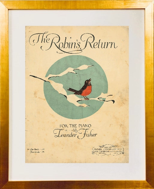 "The Robins Return" Framed Print, Available with a gold or silver frame.