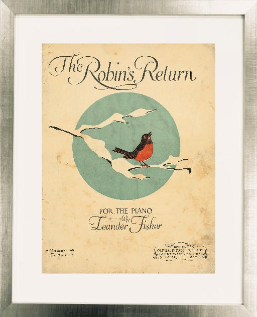"The Robins Return" Framed Print, Available with a gold or silver frame.