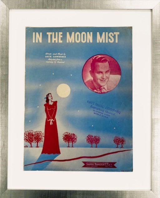 "In the Moon Mist",  Original sheet music, one of a kind, framed in gold or silver.